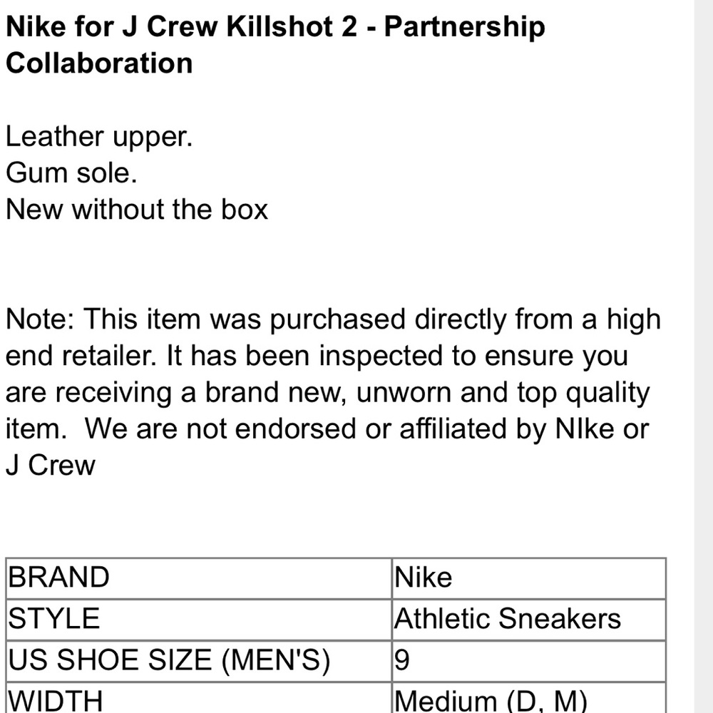 Nike Killshot 2 x J Crew Athletic Trainer Sneaker - Picture 5 of 6